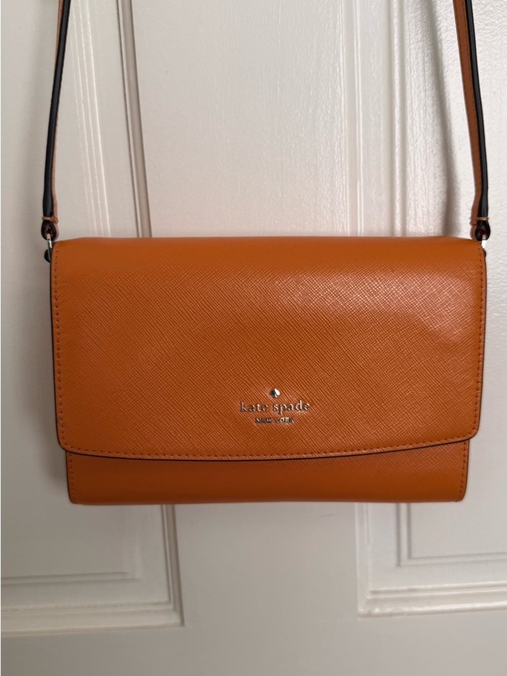 kate spade orange leather flap crossbody